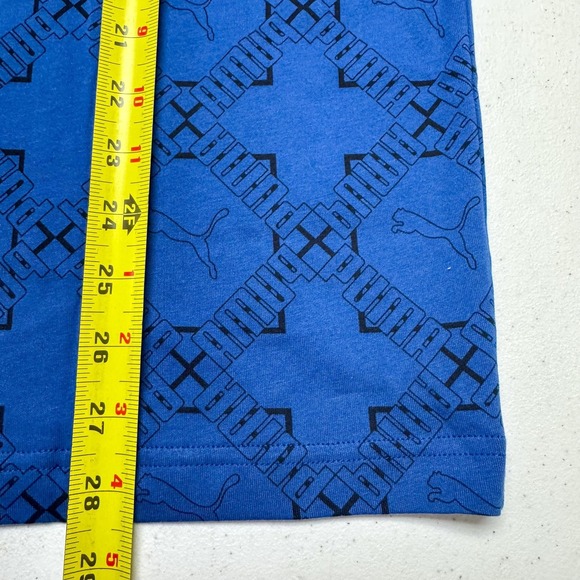 PUMA Logomania AOP Shirt Mens Large Blue Clyde Royal Graphic Tee Logo Print - Picture 11 of 13